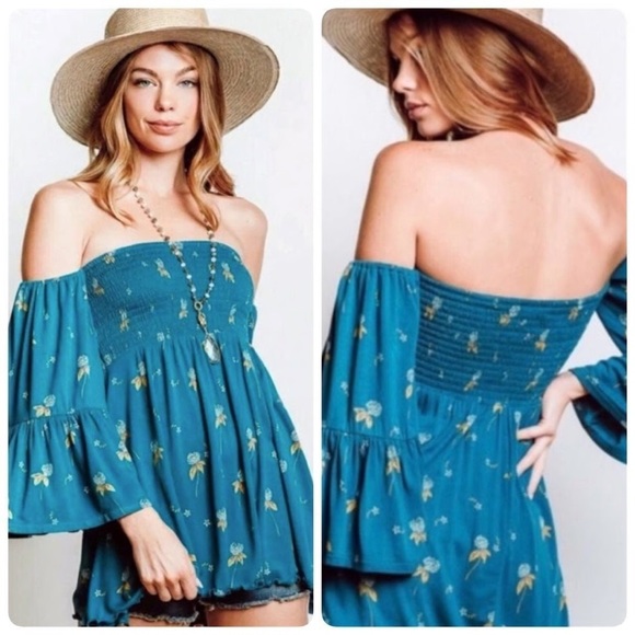 Free Prople Lana Smocked Floral Top Small - Picture 1 of 13
